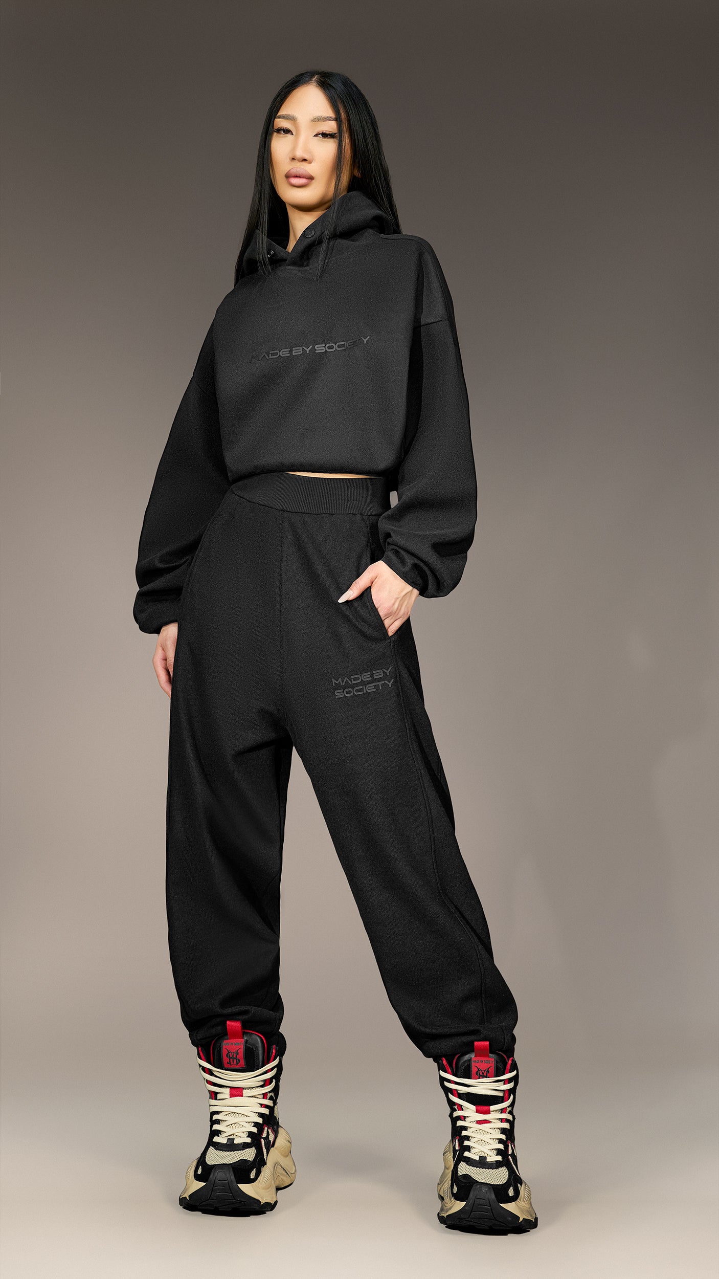 Crop Hoodie "Made by Society" - H26118