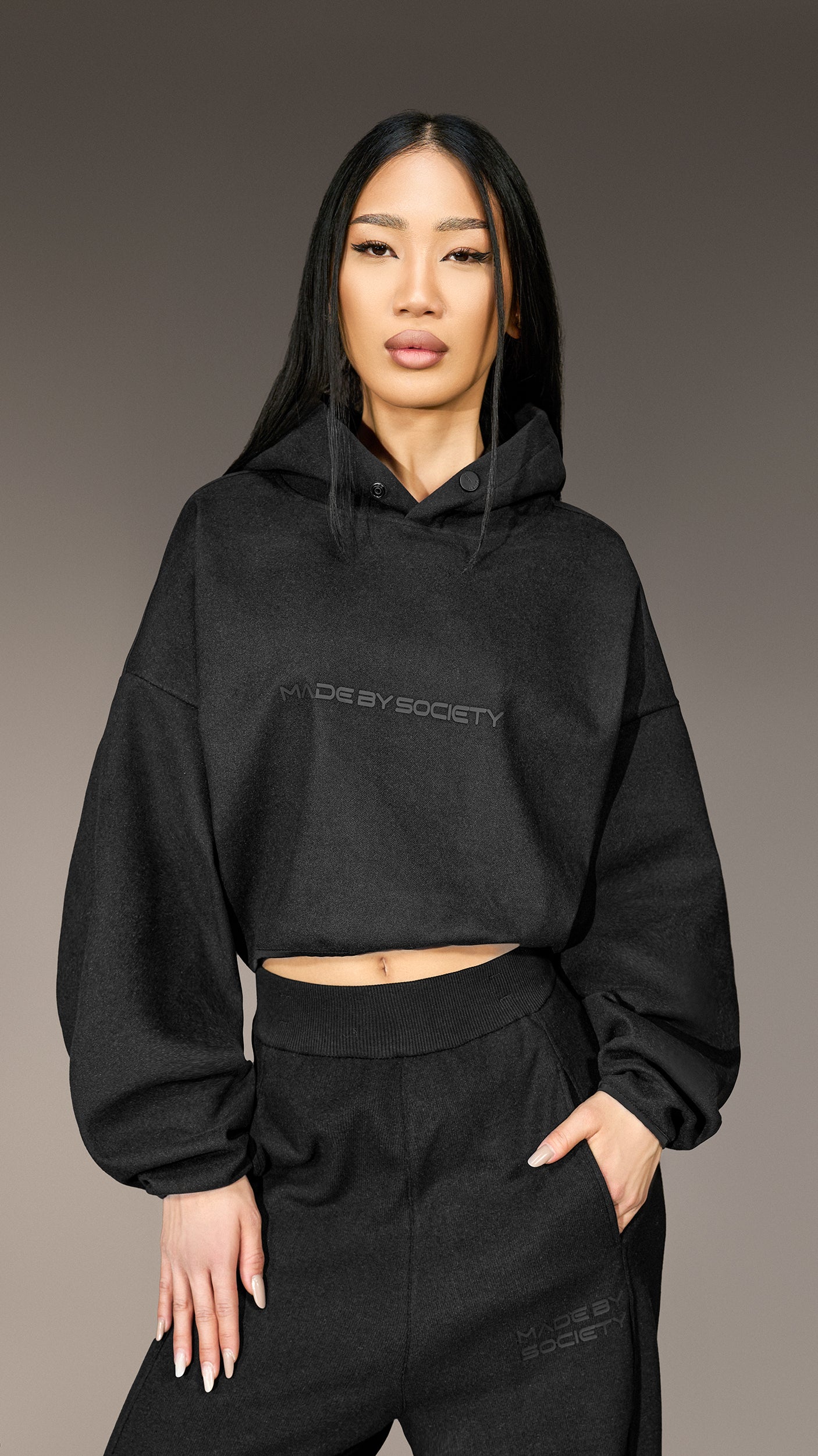 Crop Hoodie "Made by Society" - H26118