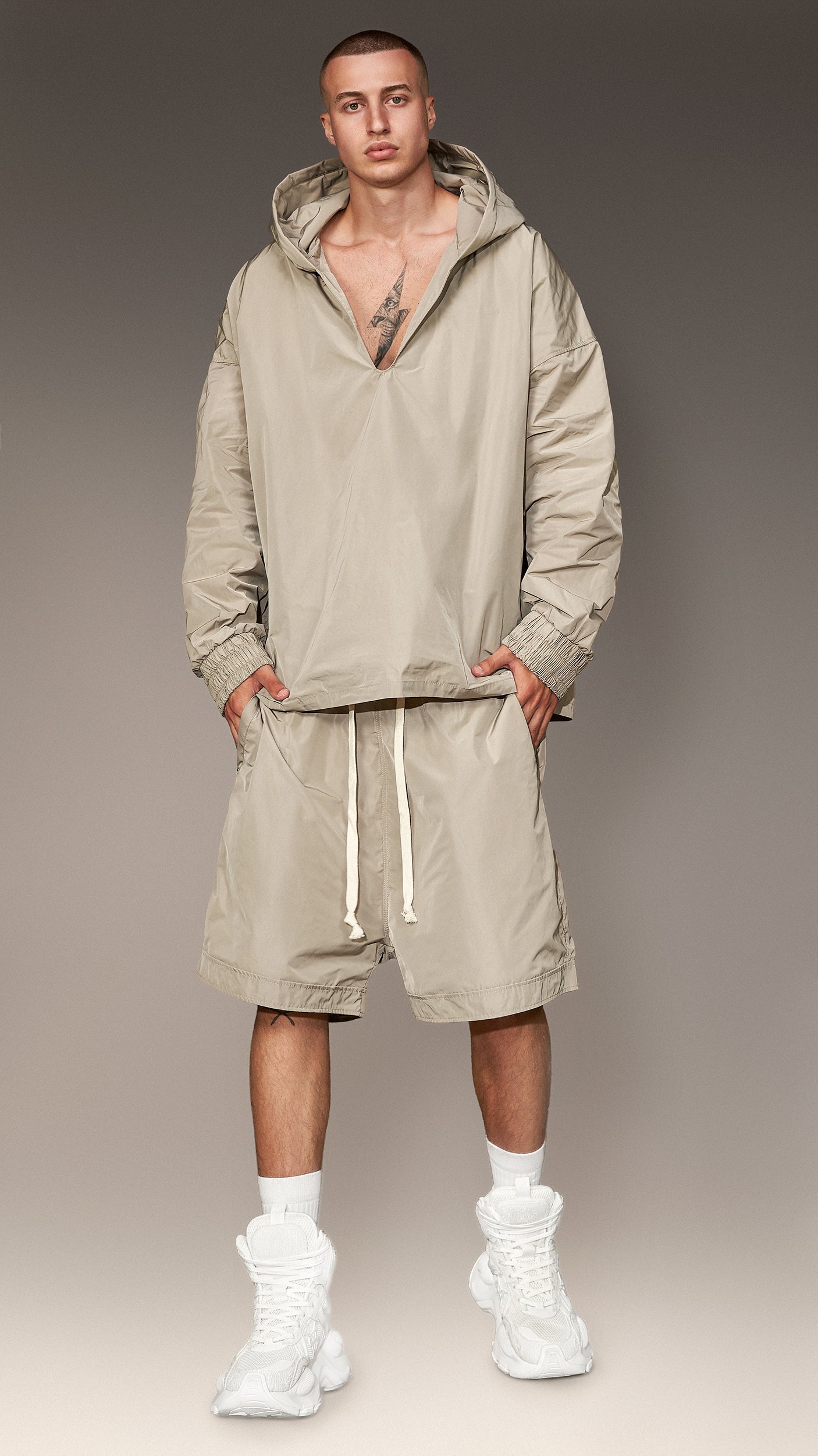 Hoodie with Deep Neckline - H16475