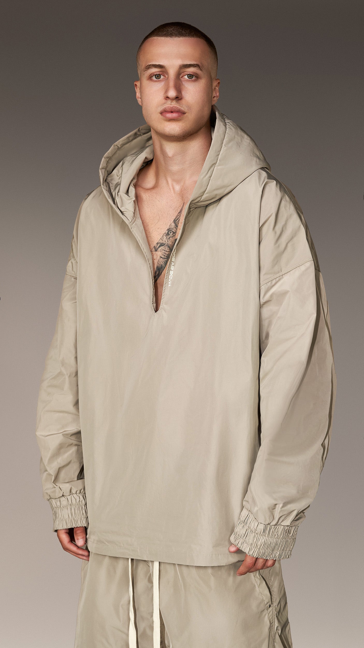 Hoodie with Deep Neckline - H16475