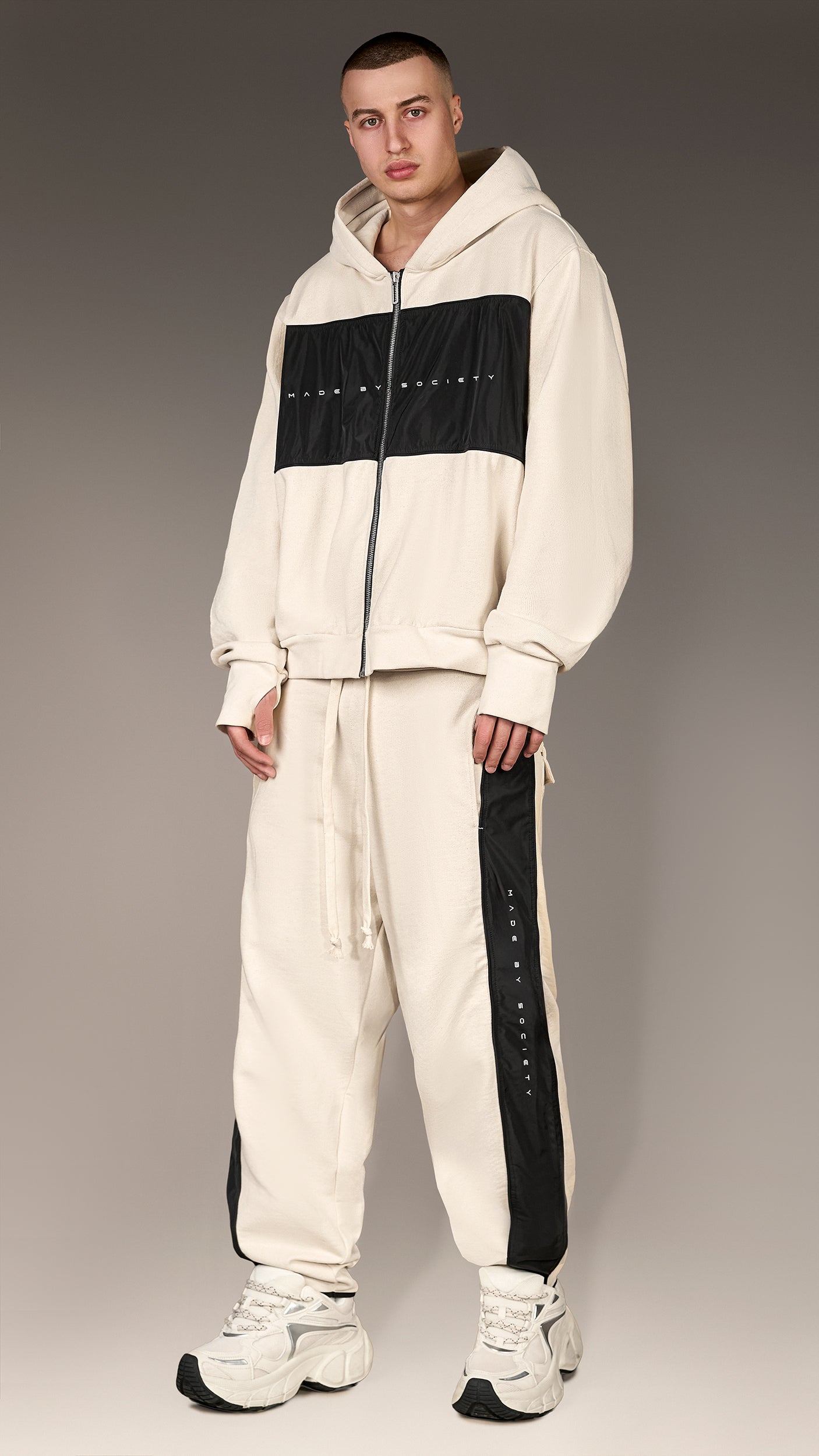 Texture Block Zip Hoodie - H17132