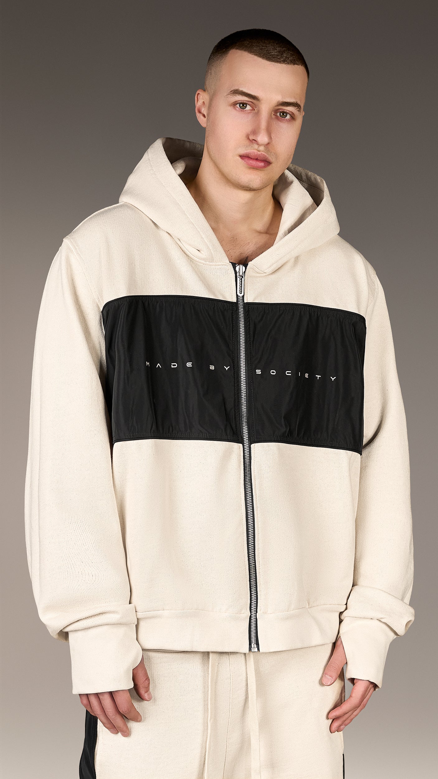 Texture Block Zip Hoodie - H17132