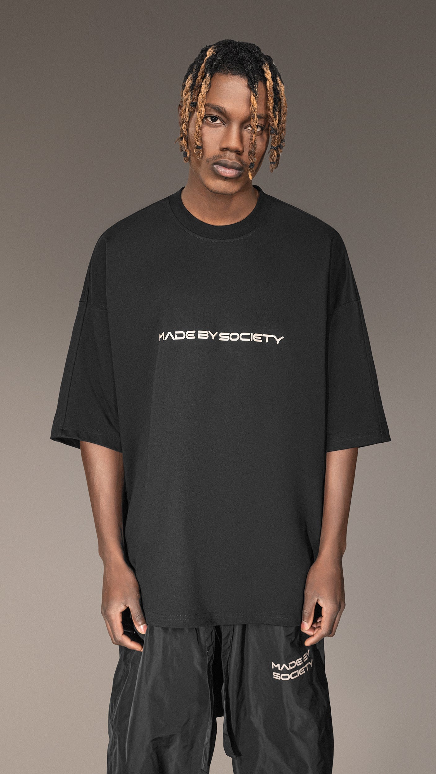 Tricou Oversized Negru "MADE BY SOCIETY" - T15771