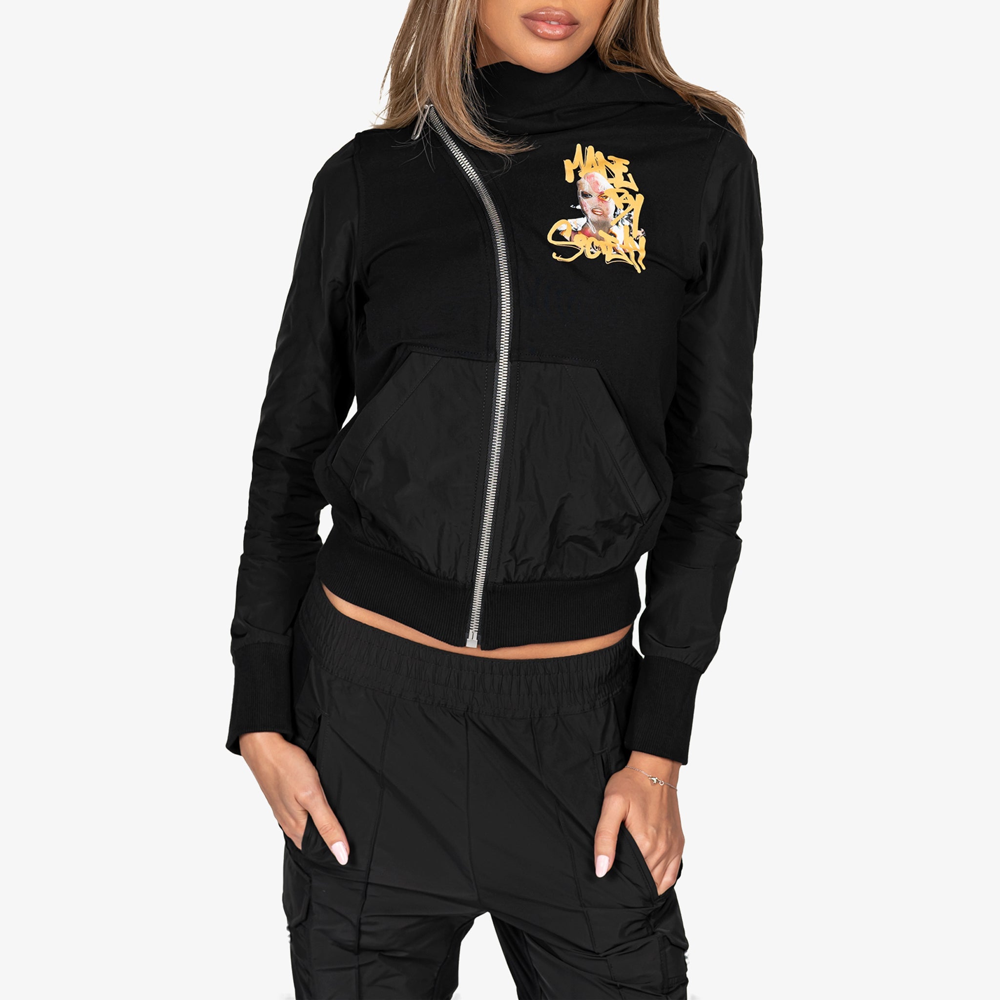 Hoodies Diagonal zip hoodie H23612 The urban collection