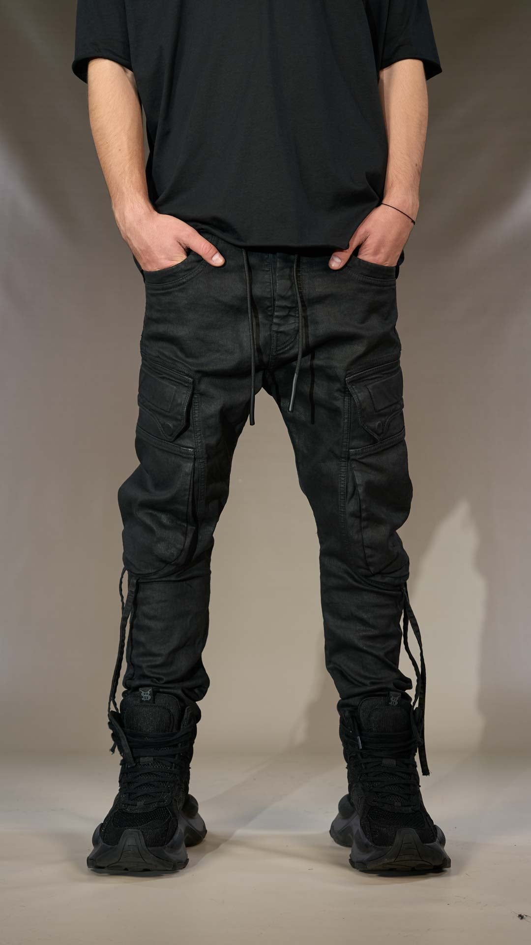 Black Cargo Pants "Made by Society" - P15239