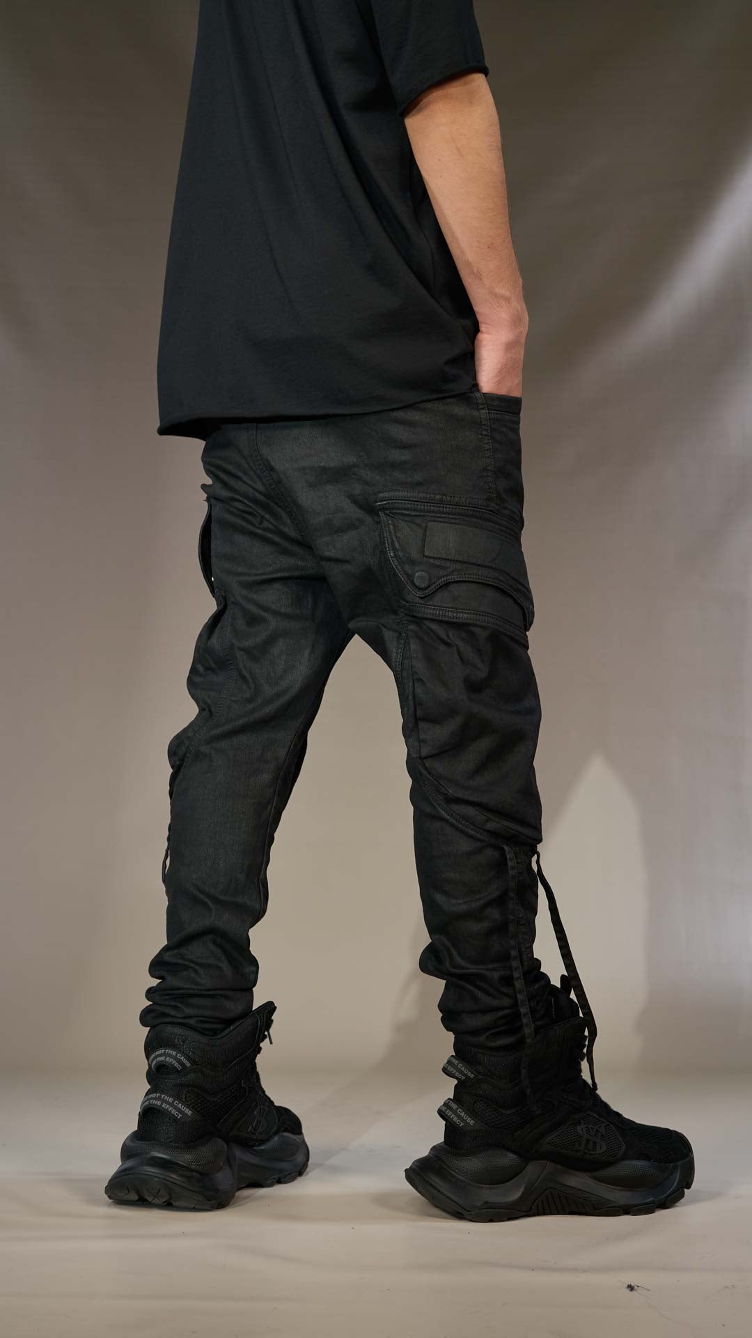 Black Cargo Pants "Made by Society" - P15239