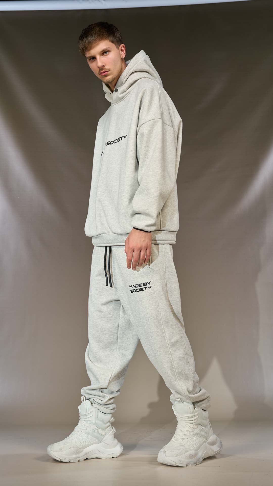 Light Grey Jogger Pants "Made by Society" - P15827