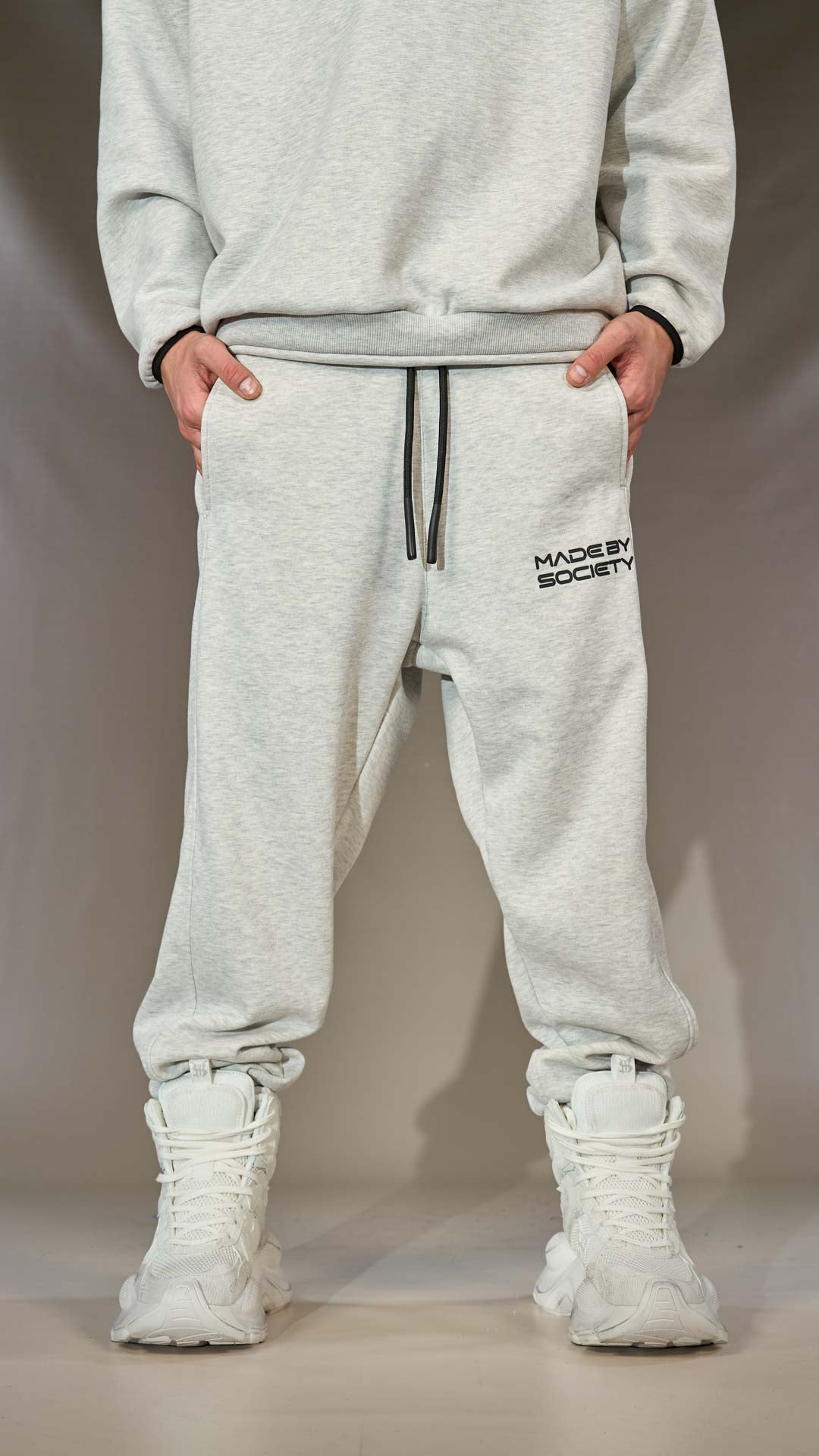 Light Grey Jogger Pants "Made by Society" - P15827