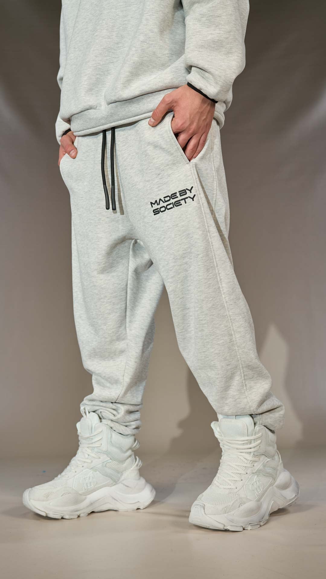 Light Grey Jogger Pants "Made by Society" - P15827