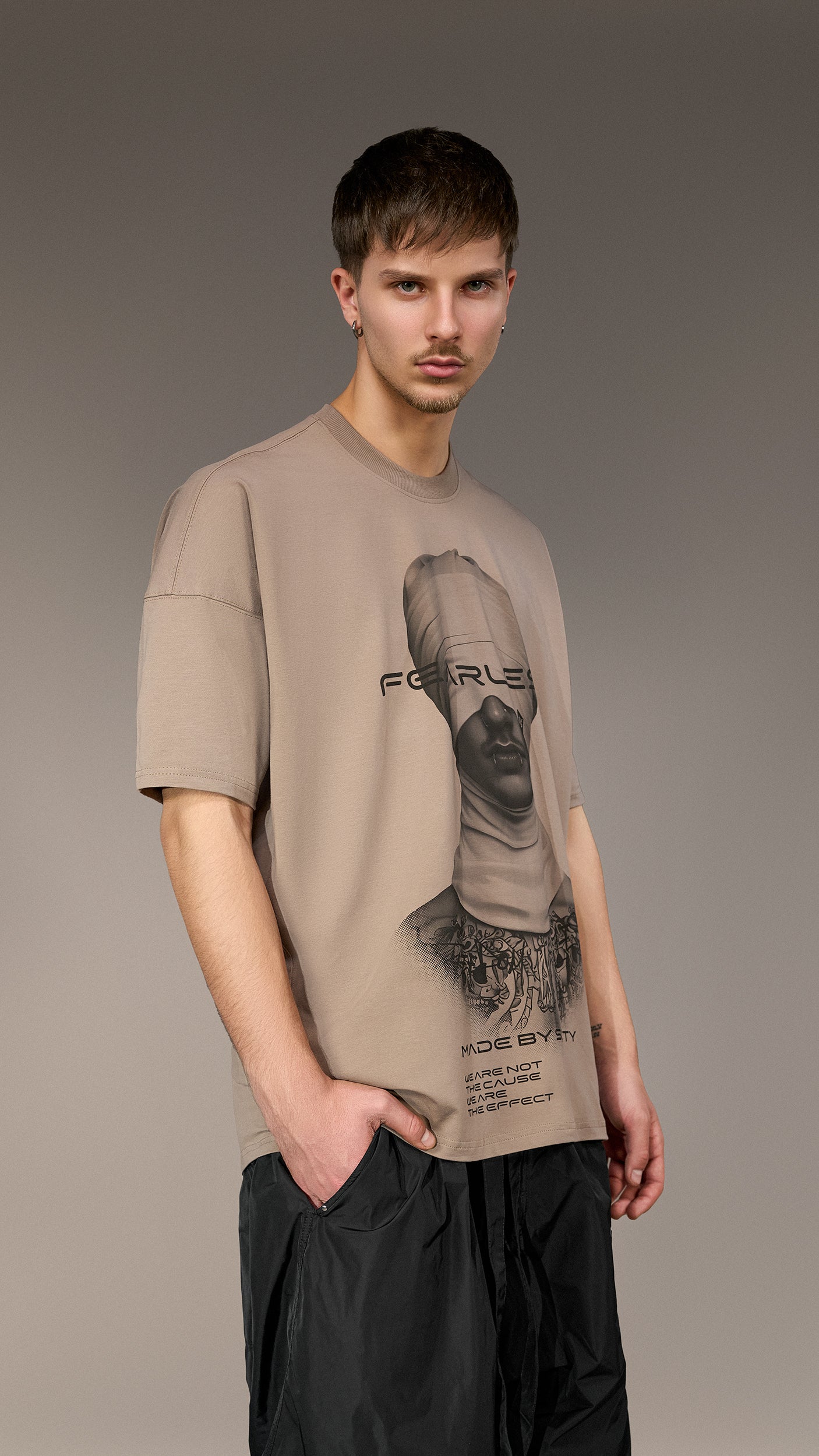 Oversized "Fearless" T-Shirt Made by Society - T15414